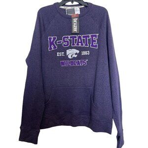 Bruzer Sweatshirt Mens Size Large Purple Raised Letters Pocket K STATE WILDCATS